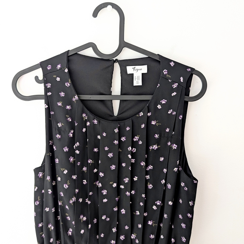 Thyme Breastfeeding Black Floral Sleeveless Sheath Dress In Size XS - Picture 2 of 7